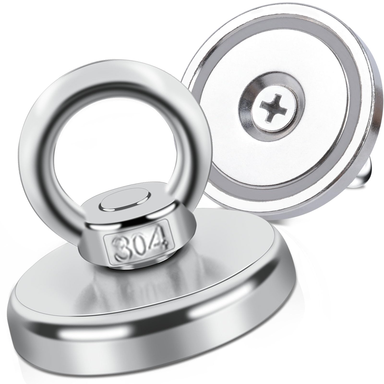 2 Pezzi Magneti al Neodimio Extra Forti 42 mm 60kg Forza Magnete Da Pesca Super Forte Con Foro Magneti Per Casa, Officina, Stagno, Per Pesca Magnetica In Laghi, Prato, Oceano, Industria e Scienz