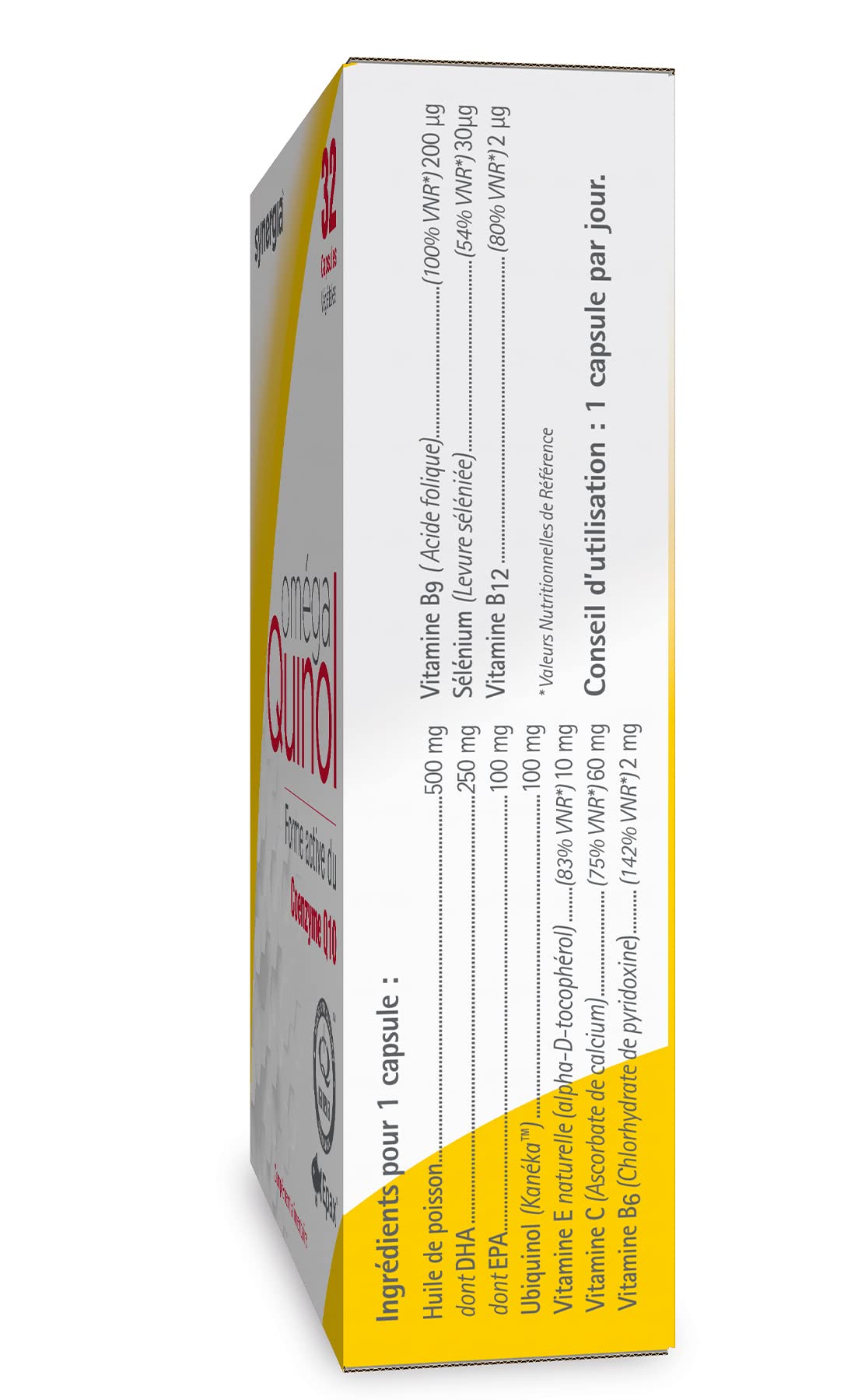 OMÉGA QUINOL Lot de 2X32 Capsules | À Base d'Ubiquinol, la Forme Activée Du Coenzyme Q10 | Améliore votre Équilibre Énergétique | Laboratoire SYNERGIA