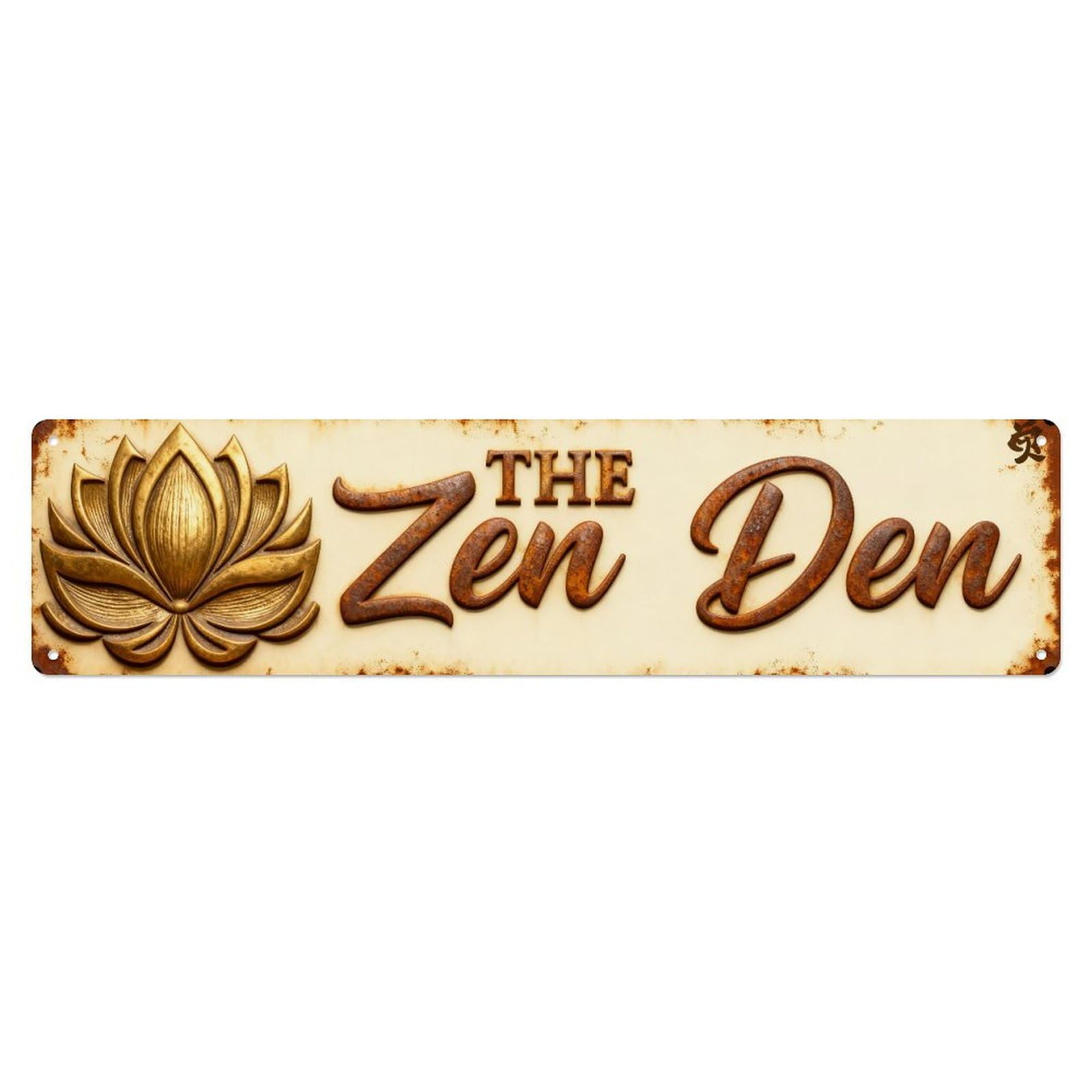 Golden Lotus Zen Den Sign Metal Tin Sign Plaque