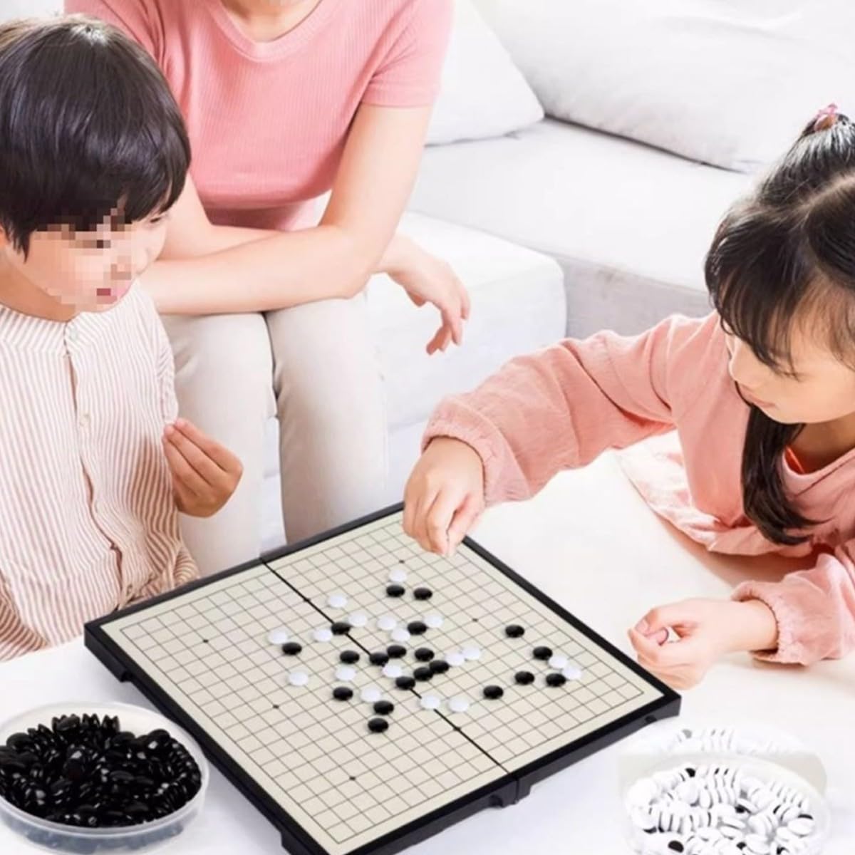 Juego de Go portátil con Tablero magnético, Ligero y Plegable, Jugadores Principiantes.(Yellow,C)