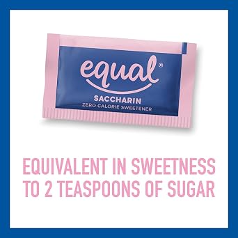 EQUAL Pink Zero Calorie Sweetener, Saccharin Sugar Substitute, Zero Calorie Sweetener Packets, Sugar Alternative, 100 Count (Pack of 1)
