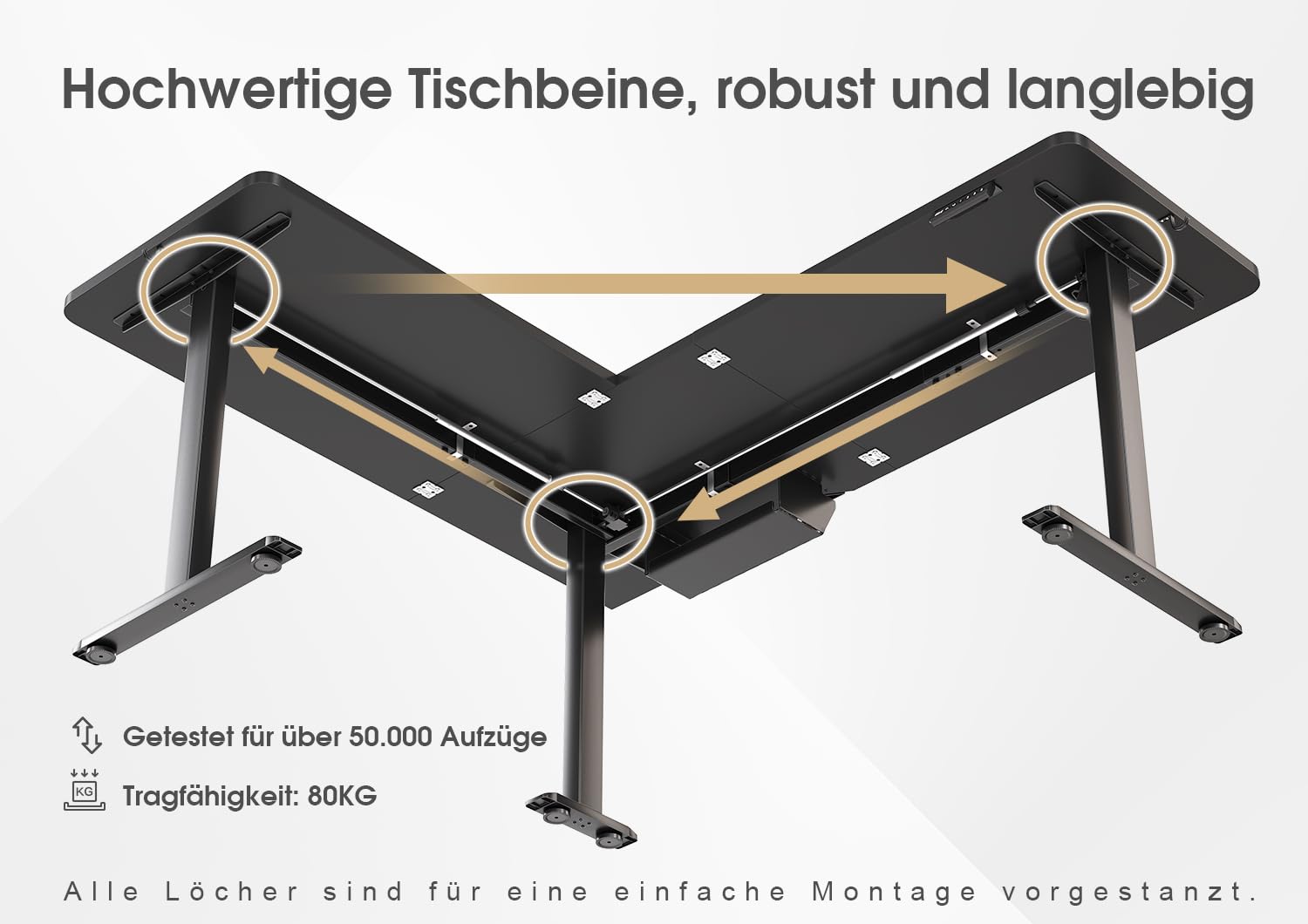 Devoko Höhenverstellbarer Schreibtisch L Form, L-förmig Schreibtisch Höhenverstellbar Elektrisch, Eckschreibtisch Ergonomischer Steh-Sitz Tisch Computertisch
