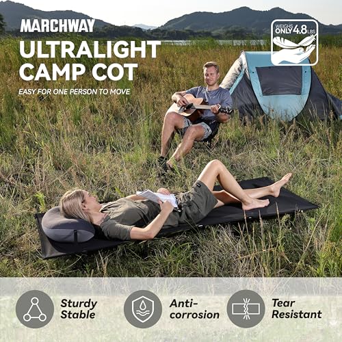 MARCHWAY-Ultralight-Folding-Tent-Camping-Cot-Bed-Portable-Compact-for-Outdoor-Travel-Base-Camp-Hiking-Mountaineering-Lightweight-Backpacking-Black
