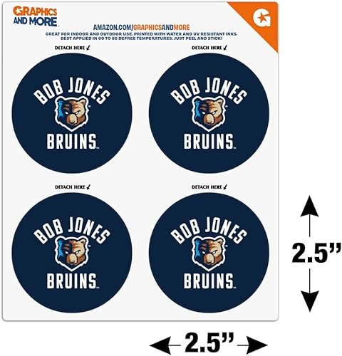Miniatura 4 de Bob Jones University Bruins Logo Nevera Locker Vinyl Circle Magnet Set