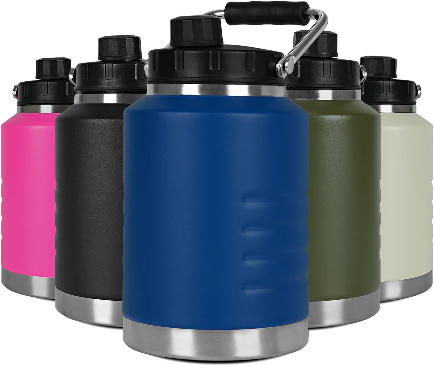 54oz insulated Water Bottle, Half Gallon Water Jug BPA Free&Leak Proof, Stainless Steel Water Jug with Metal Handle, Sports Gym School Camping Hiking Metal Flask