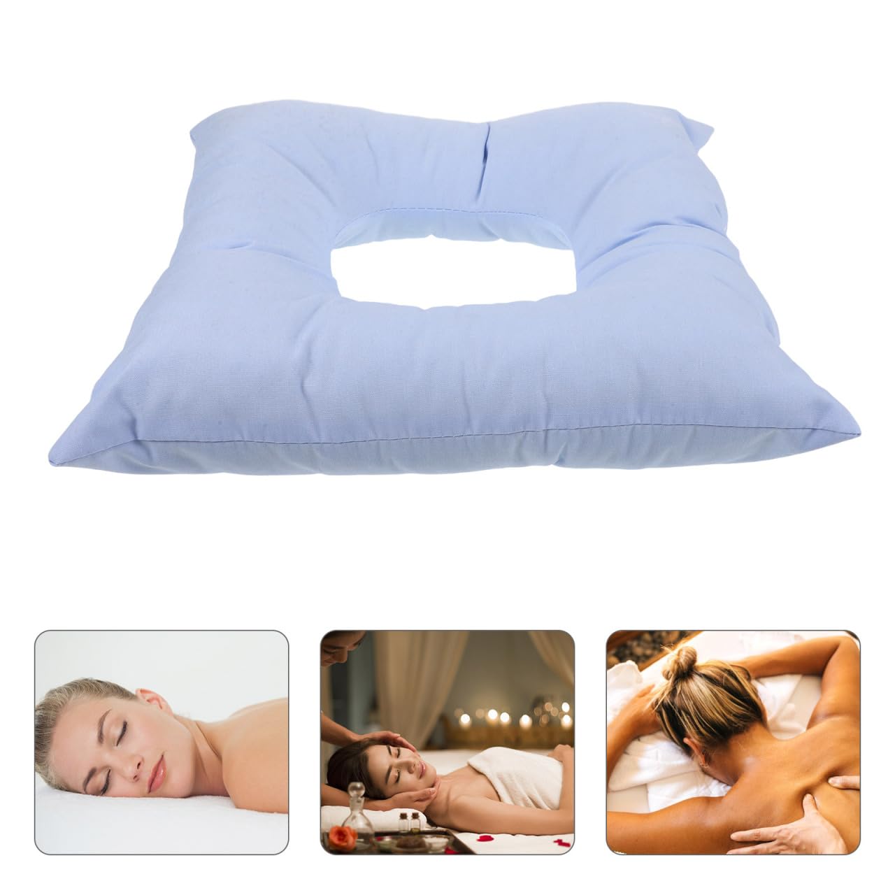 Gatuida Coussin Têtière Table de Massage Coton Confortable pour Salon de Beauté Appui-tête Visage avec Cavité Faciale Design Portable et Bleu