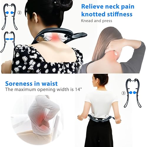 Miniatura 3 de Masajeador de cuello, espalda y masajeador, herramientas de masaje de punto gatillo, hombro trasero de mano para aliviar el dolor de tejido profundo