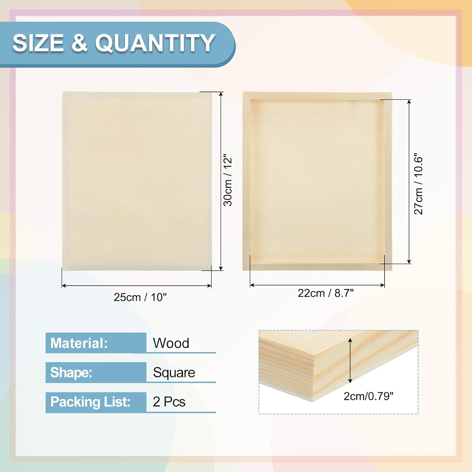 MECCANIXITY 6 Pack Wood Canvas Boards, 10x12 Inch Art Canvases Square Unfinished Wood Panel for Painting, Crafts, DIY Projects, Pouring Art