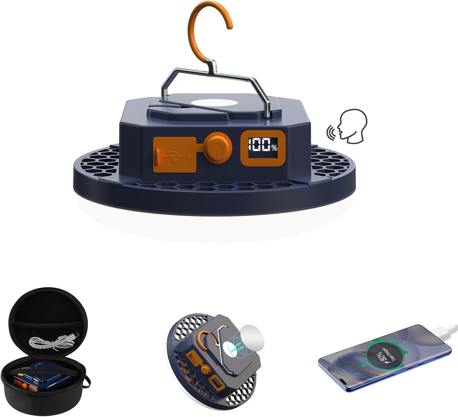 16500mAh 4000LM Rechargeable Camping Light , White/Warm/Nature/RED Hanging Camping Lantern Waterproof Tent Lights with Portable Bag Voice Control(Offline),Christmas Gift for Parents Friends (60W)