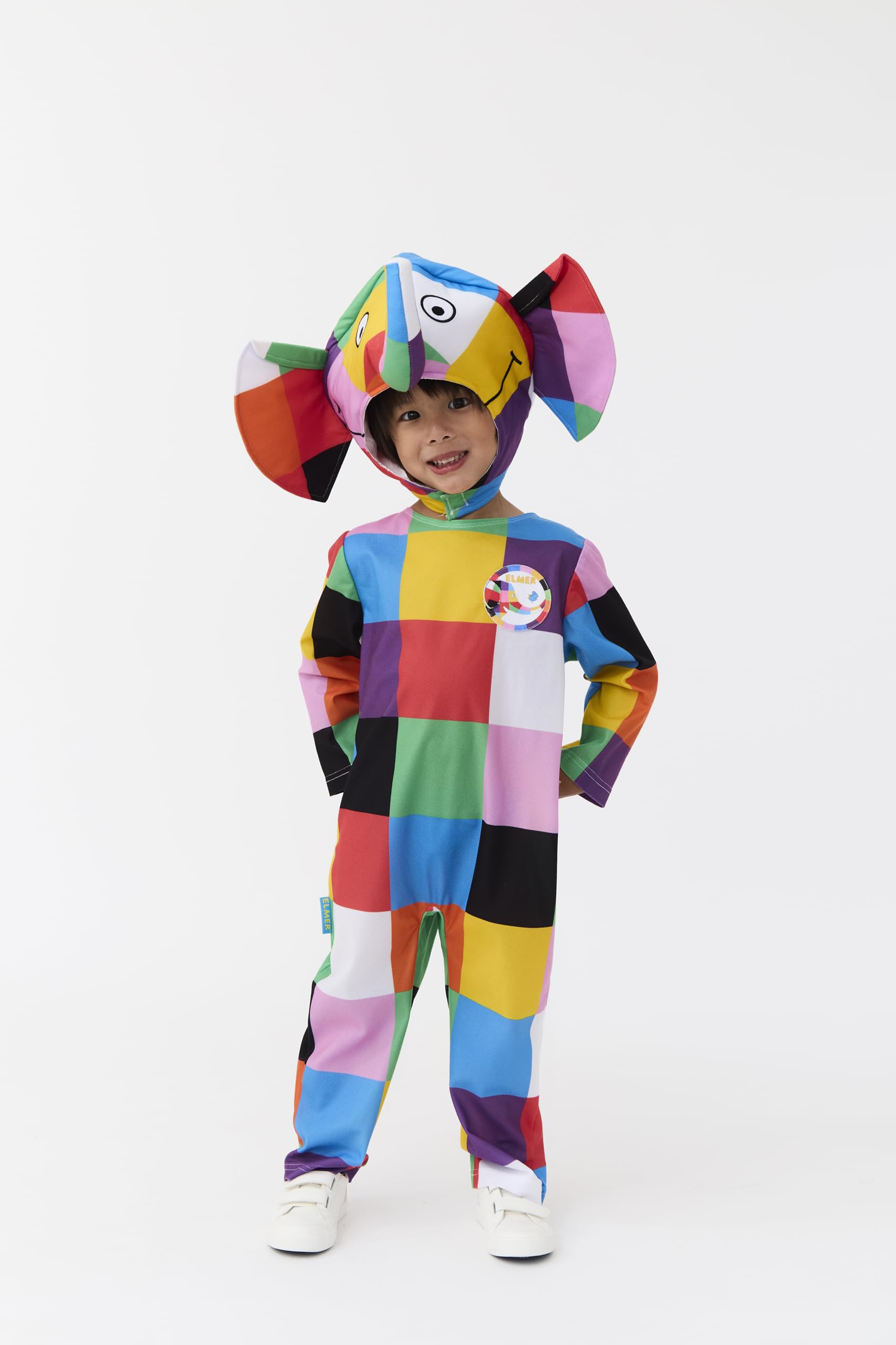 Blues Group Officially Licensed Elmer The Elephant Unisex Kids Full Suit Costume | World Book Day, Dress-Up, and Fancy Dress | Ages 3-8| (3-4 Years)