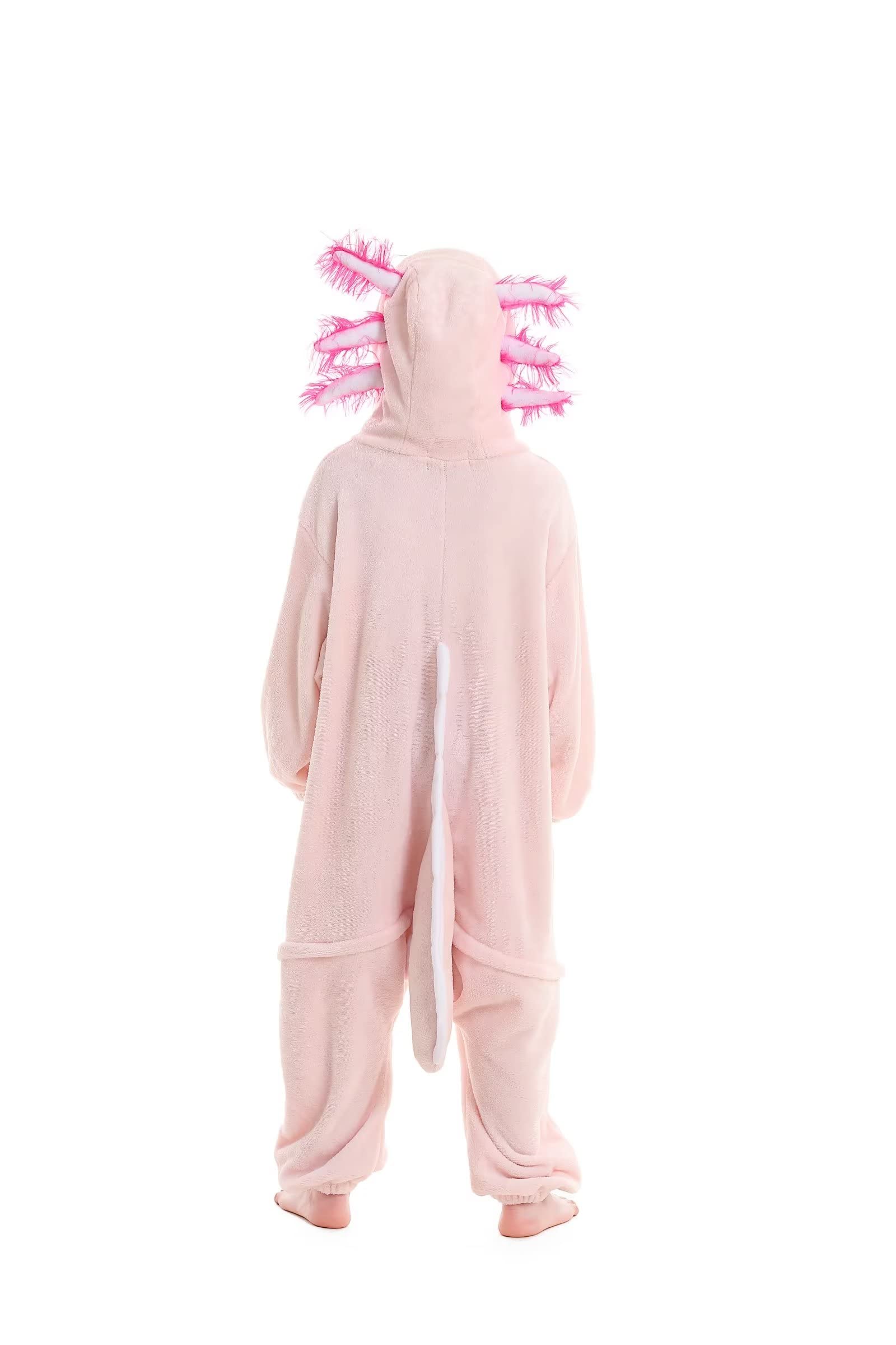 DarkCom Axolotl Onesie for Kids,Flannel AnimalCosplay Halloween Costume Parent-Child Sleepwear for Girls Boys 12-13 Years - Image 4