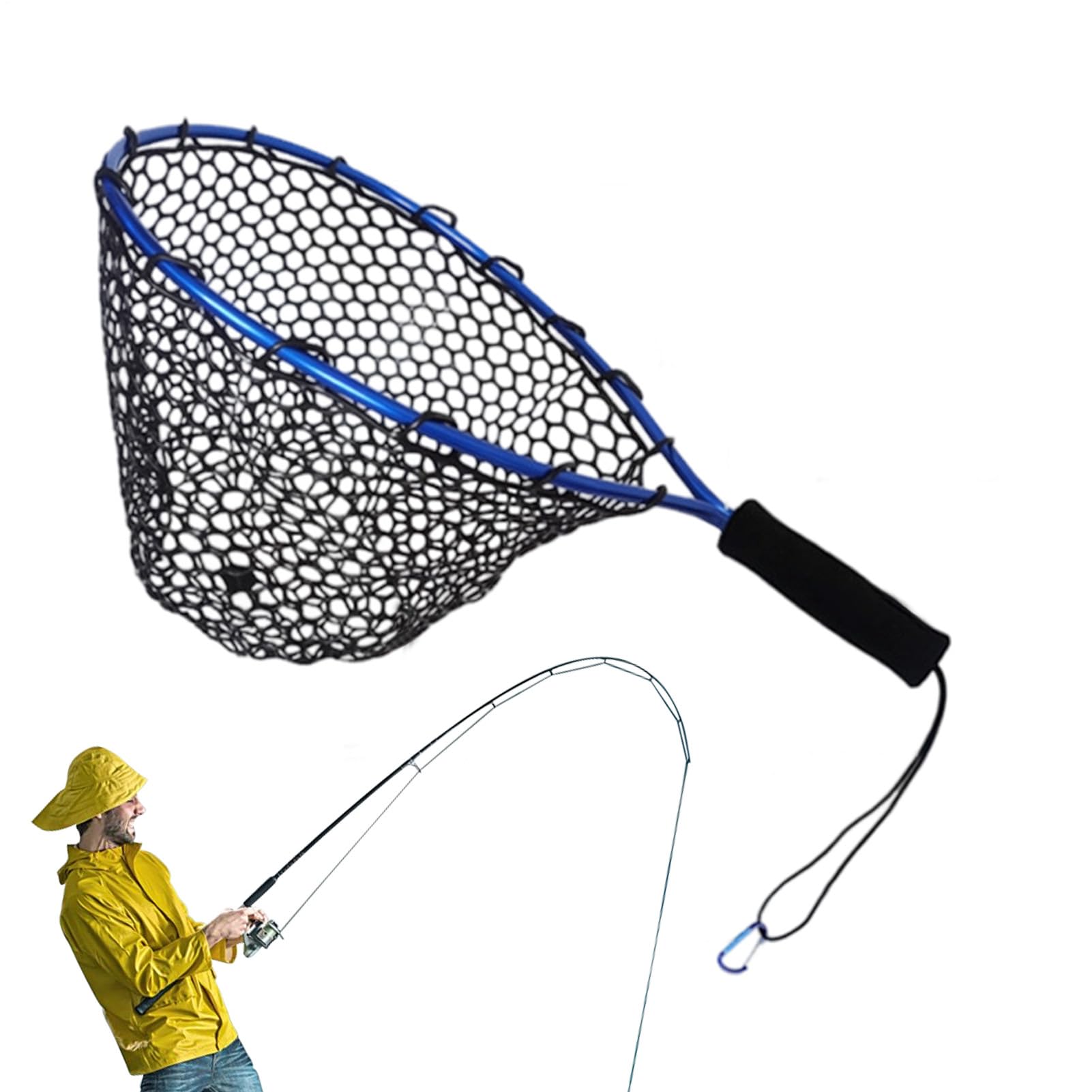 Redes de pesca para pesca, herramienta multifuncional para peces con asa, red de captura y liberación de camarones, para playa, kayak, estanque, agua salada, arroyo, montaña, aguas poco profundas