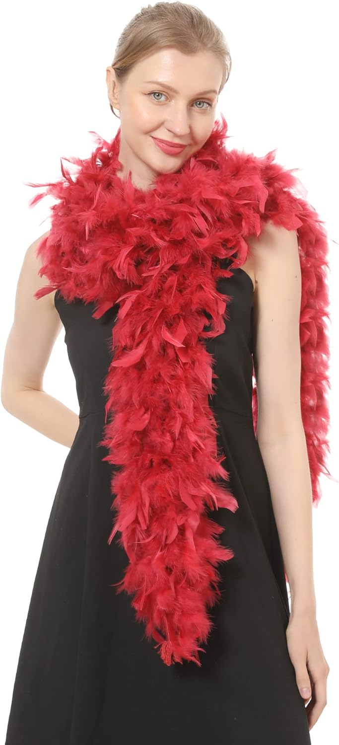 Ws&Wt 2 Yards 100 Grams Turkey Chandelle Feather Boa for Adult Women Costume Accessory Dress up Party Favors
