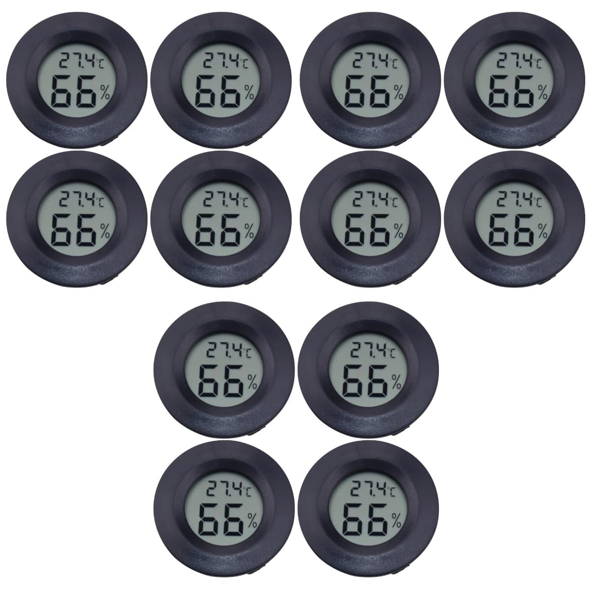 TOYANDONA 3 Set Termometro Terrario per Rettili Vivaio Casa Accessori Indice di umidità per I Rettili Indicatore di Temperatura Dell'umidità Rotondo Black 4 Pezzi*3