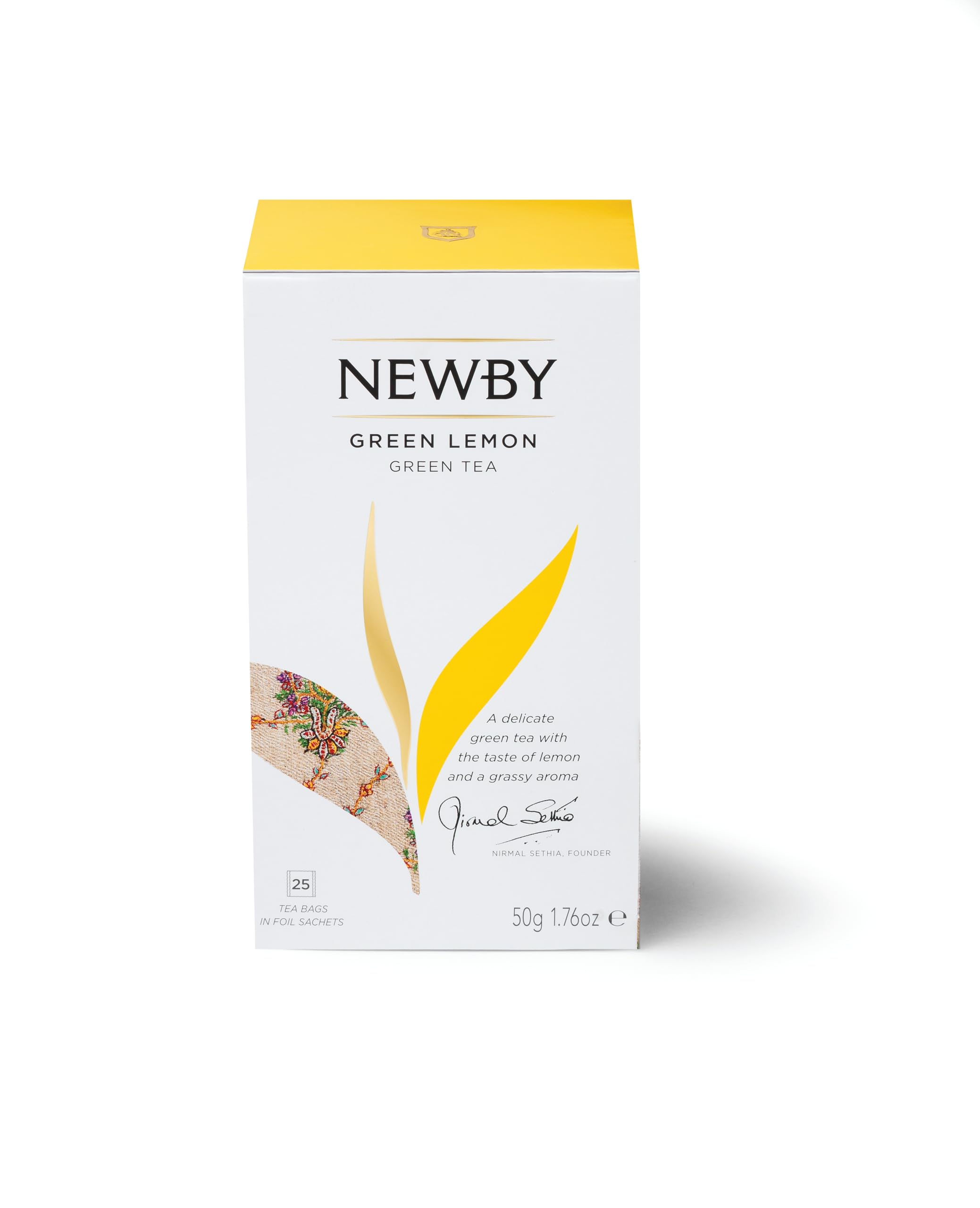 Newby Green Lemon Tea | 25 Tea Bags | Natural Fusion of Verdant Green Tea wth Bright Dried Lemon | 50 gms