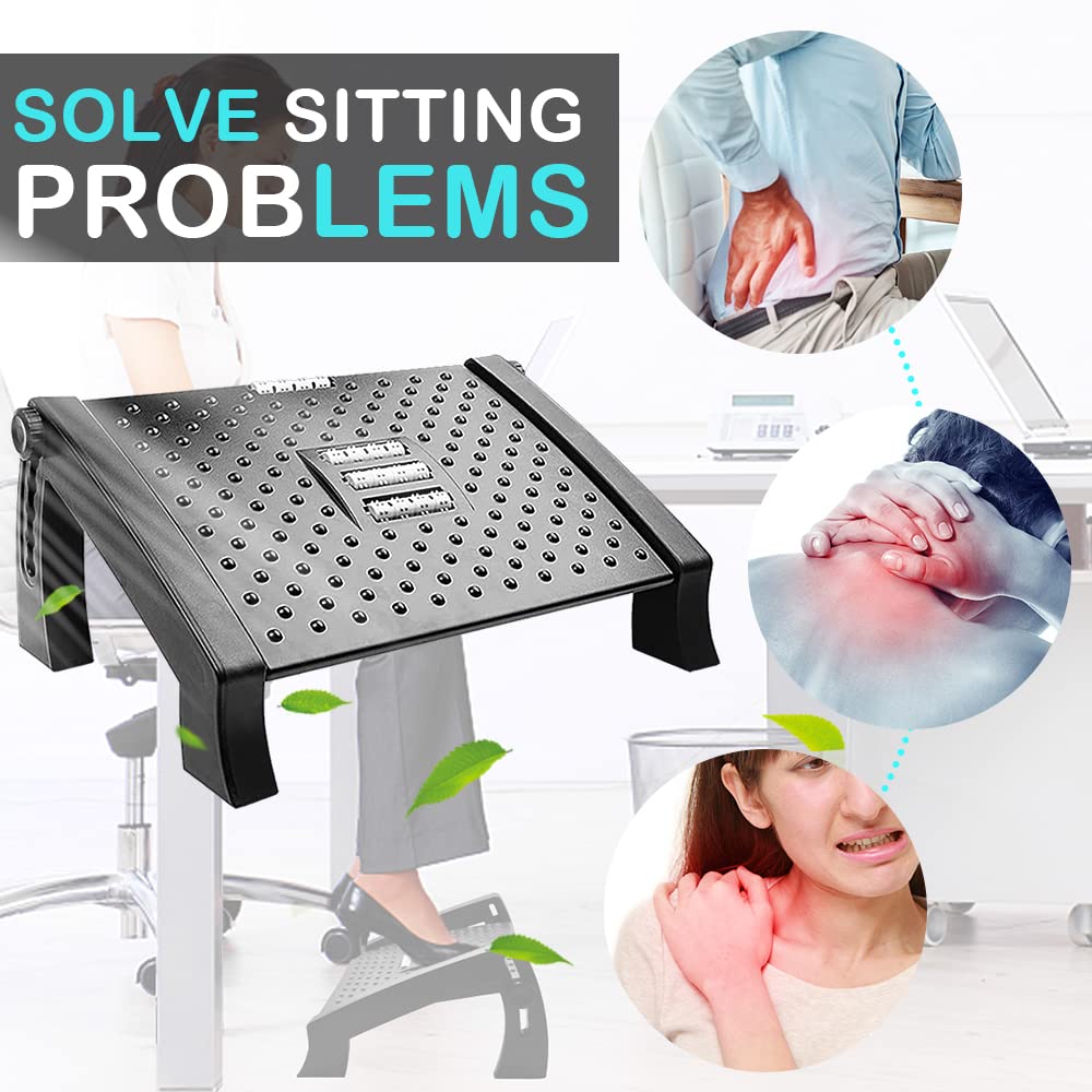 Ergonomic Foot Rest Under Desk, Adjustable Height Office Foot Rest for Under Desk at Work, Foot Rest Under Desk with Massage Surface at Work Office, Promote Leg Circulation, Relieve Leg Pressure