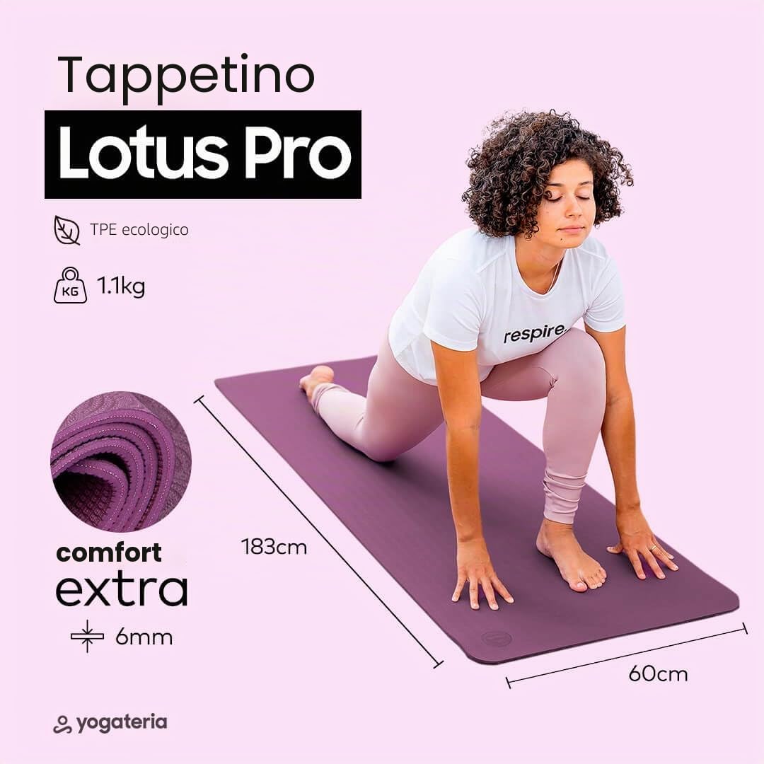 Lotus Pro Tappetino da yoga per ginnastica, pilates, fitness, tappetino in TPE morbido e antiscivolo, ipoallergenico, 100% riciclabile