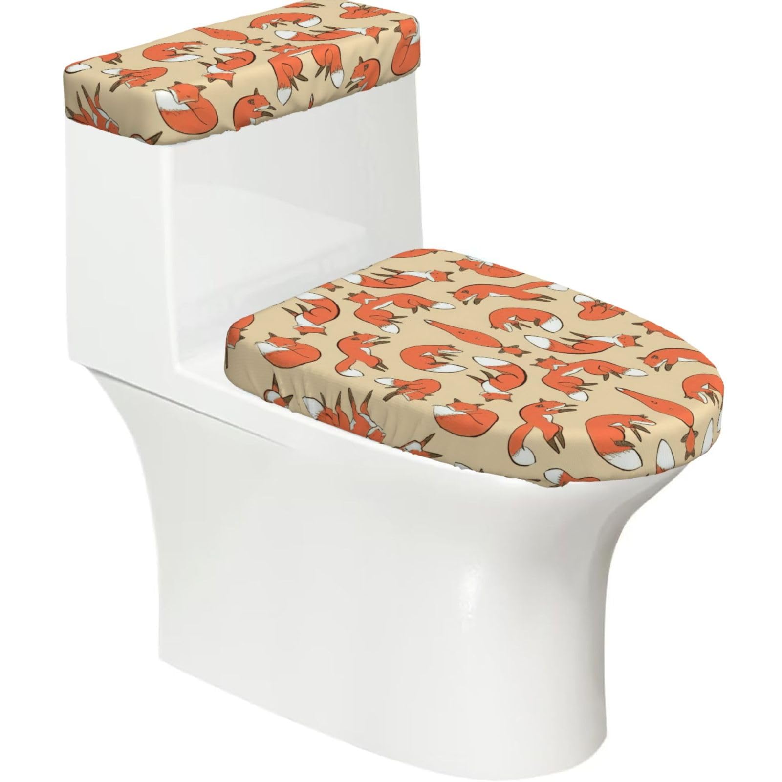 Many Foxes Print Bathroom Decor Toilet Lid Cover And Tank Covers, Restroom Accessories Fits Most Round