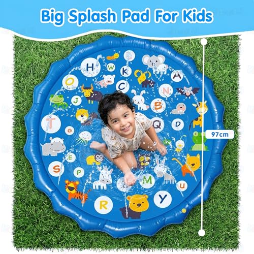 Image of Kidology Splash Pad Sprinkler Pool for Kids 2-8 Years | Outdoor Water Sprinkler Pool for Toddlers & Kids | 97 cm Anti-Slip Non-Slip Foldable Sprinkler Mat | Summer Outdoor Water Toys Gift Boys Girls