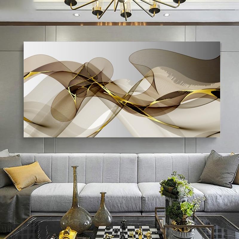 Tableau abstrait moderne grand format 60x140cm toile décoration