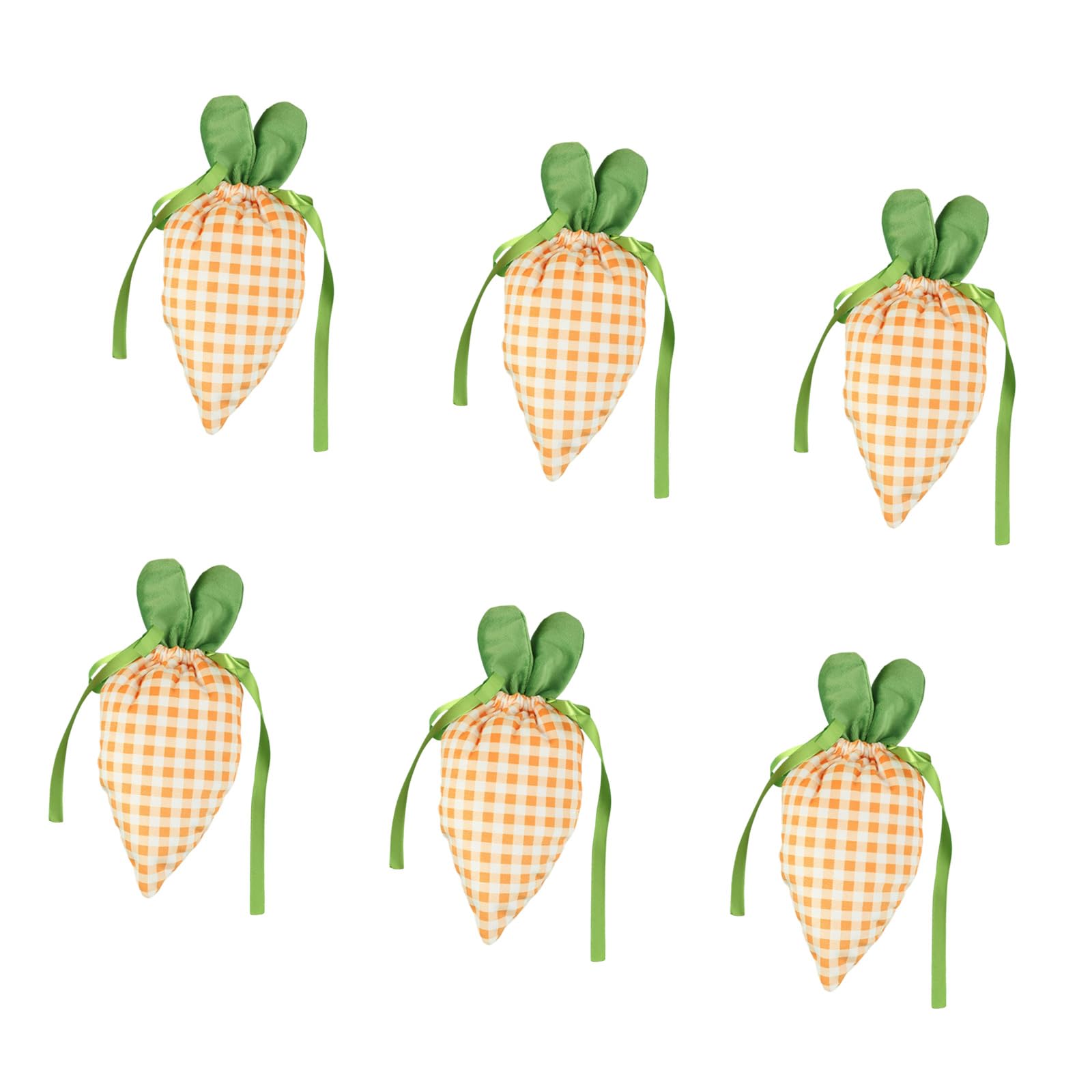 YROHGKPN 6Pcs Easter Hare Ears Carrot Fabric Bag with Drawstring for Cookie Holder Carrot Bag