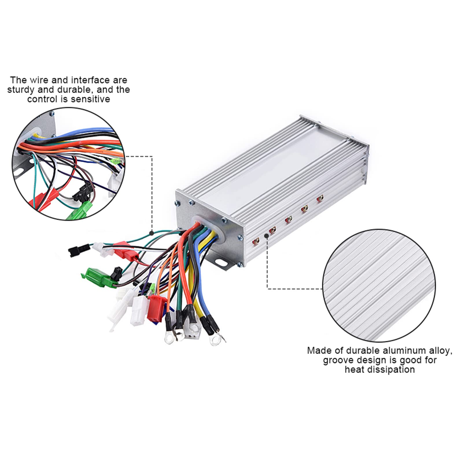 Alomejor Contrôleur de Moteur 36V / 48V 1000W Contrôleur d'onde sinusoïdale de Moteur sans Brosse pour Scooter électrique de vélo