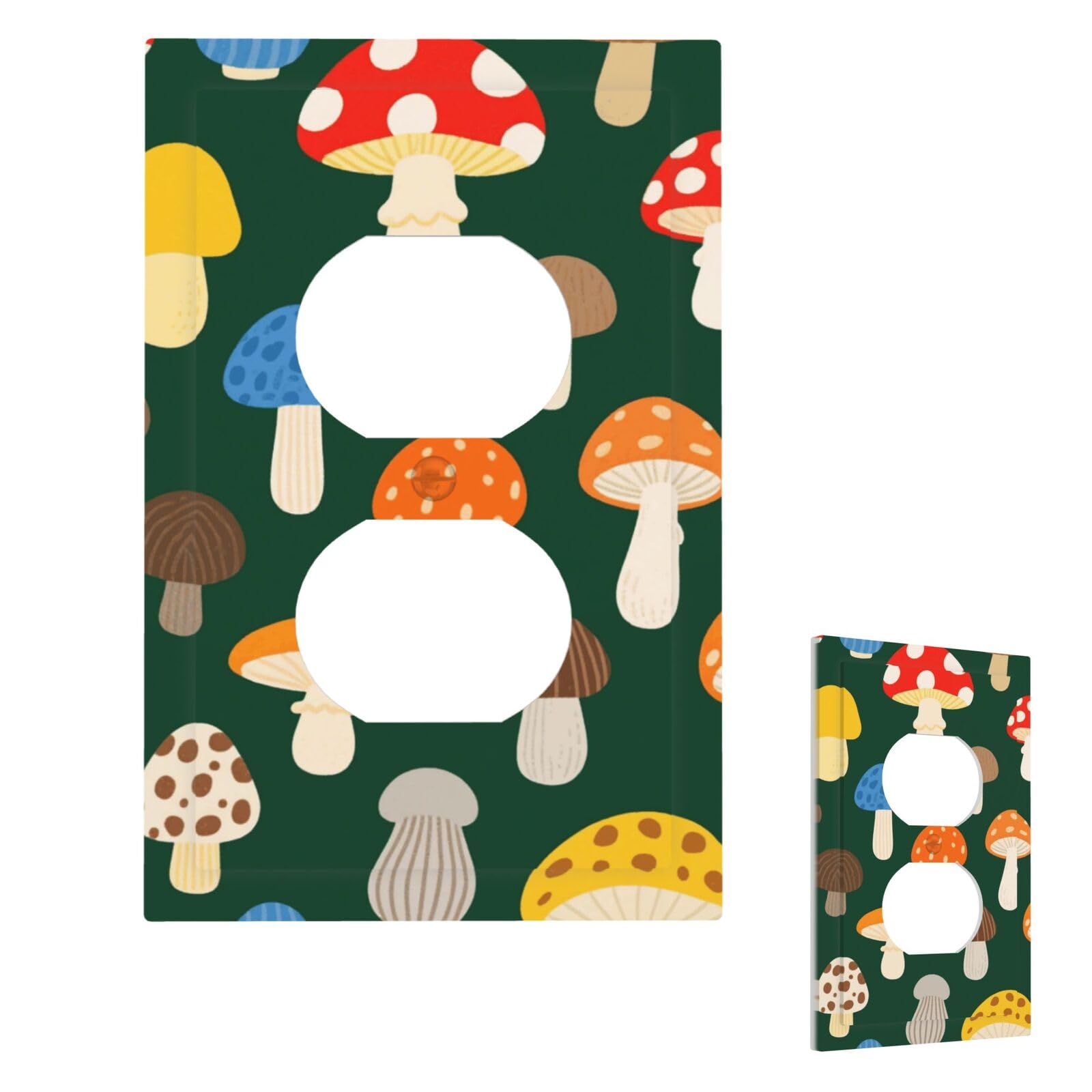 Various Mushrooms Wall Plate Cover Modern Decorative 1 Gang Light Switch Cover Unbreakable Receptacle Outlet Covers For Living Room Bedroom Home Decor Duplex