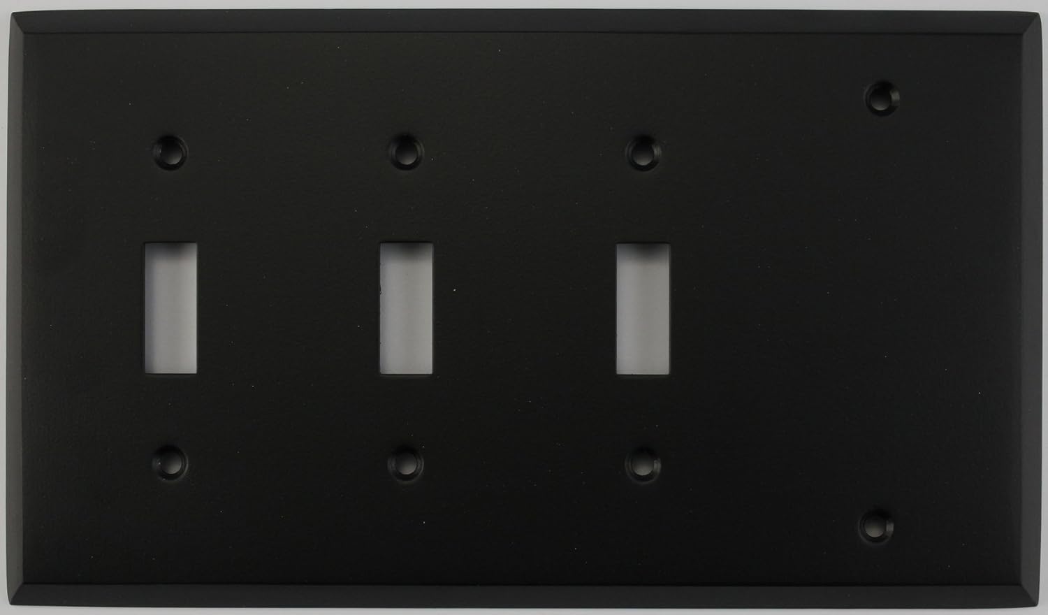 Classic Accents Painted Stamped Steel Switch Plates - (4 Gang Combo - 3 Toggle Switch 1 Blank, Black)