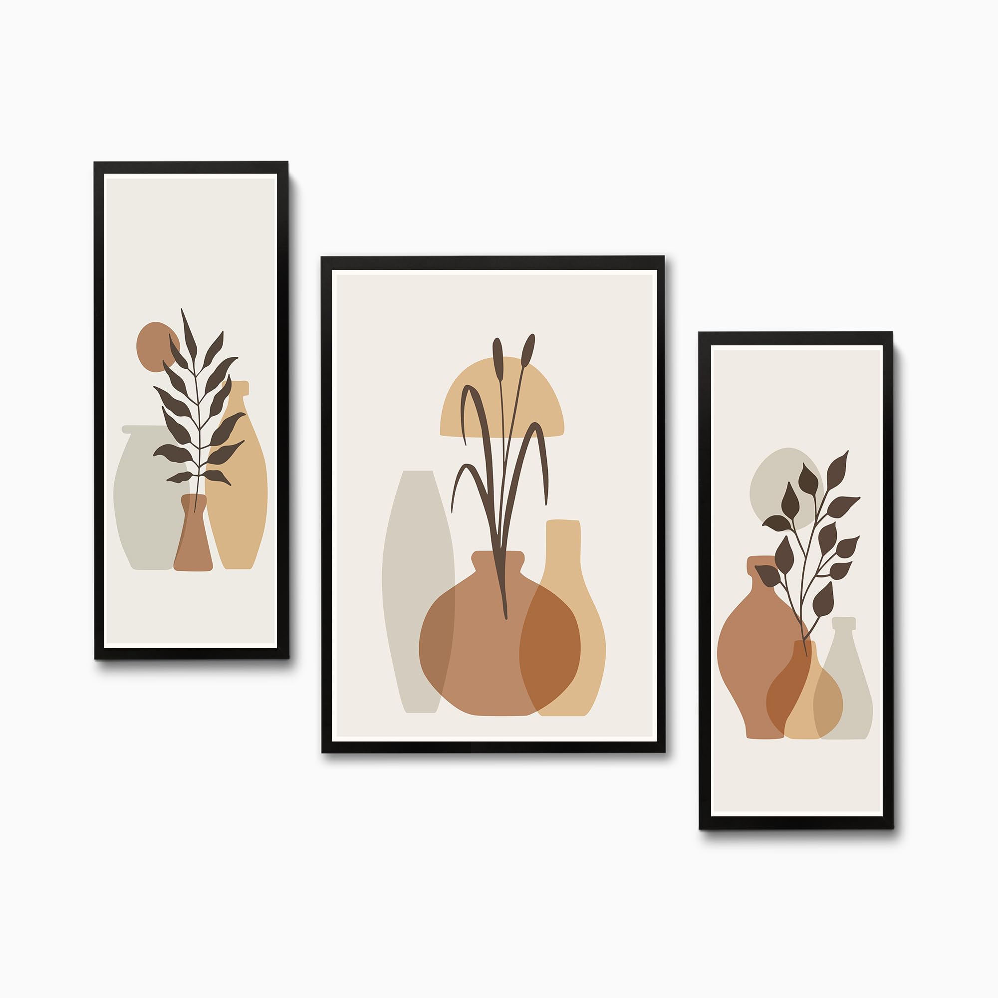 Wall Painting Frames For decor, Pictures Frame For Living Room, Home Decoration, Bedroom, Set of 3, 1pc- 23 x 30 cm, 2pc- 12.5 x 30 cm (Design 17)-picture-30