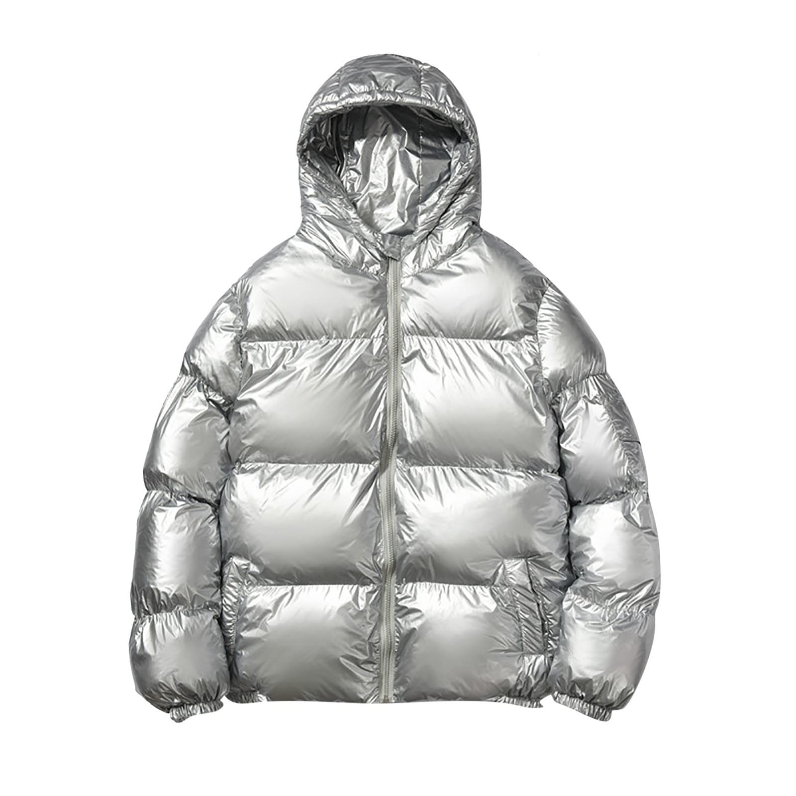 Giubbotto Trapuntato Invernale, Piumino Invernale Uomo Piumino Pesante Invernale Lucido Uomo Antivento Impermeabile con Cappuccio Termico con Cerniera E Tasche Giacca a Vento Giubbino Softshell Uomo