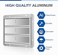 Vista 4 de iPower Rejilla de ventilación automática de aluminio cuadrado de 16 pulgadas, color plateado