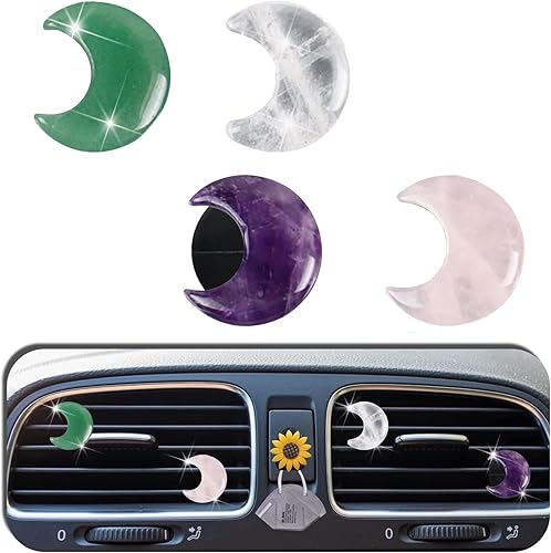 4 clips de ventilación de aire de luna de cristal para automóvil, clip decorativo de salida de aire acondicionado para automóvil, accesorios de