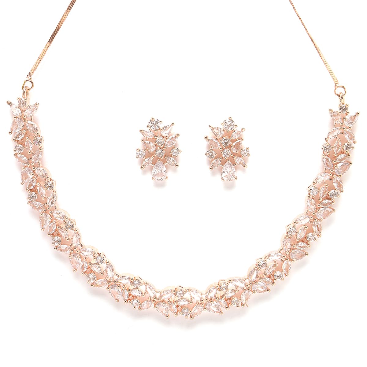 Karatcart Rose Gold Plated American Diamond Necklace Set for Women (B0CPM8LTMC) Amazon Price History, Amazon Price Tracker