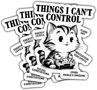 3Pcs Things I Can't Control Sticker Gift Flare Day Energy Levels Sticker Cute Cat Chronic Illness ADHD Medication Side Effects Social Expectations Stickers Car Decal for Laptop Bottle Phone Case 3"