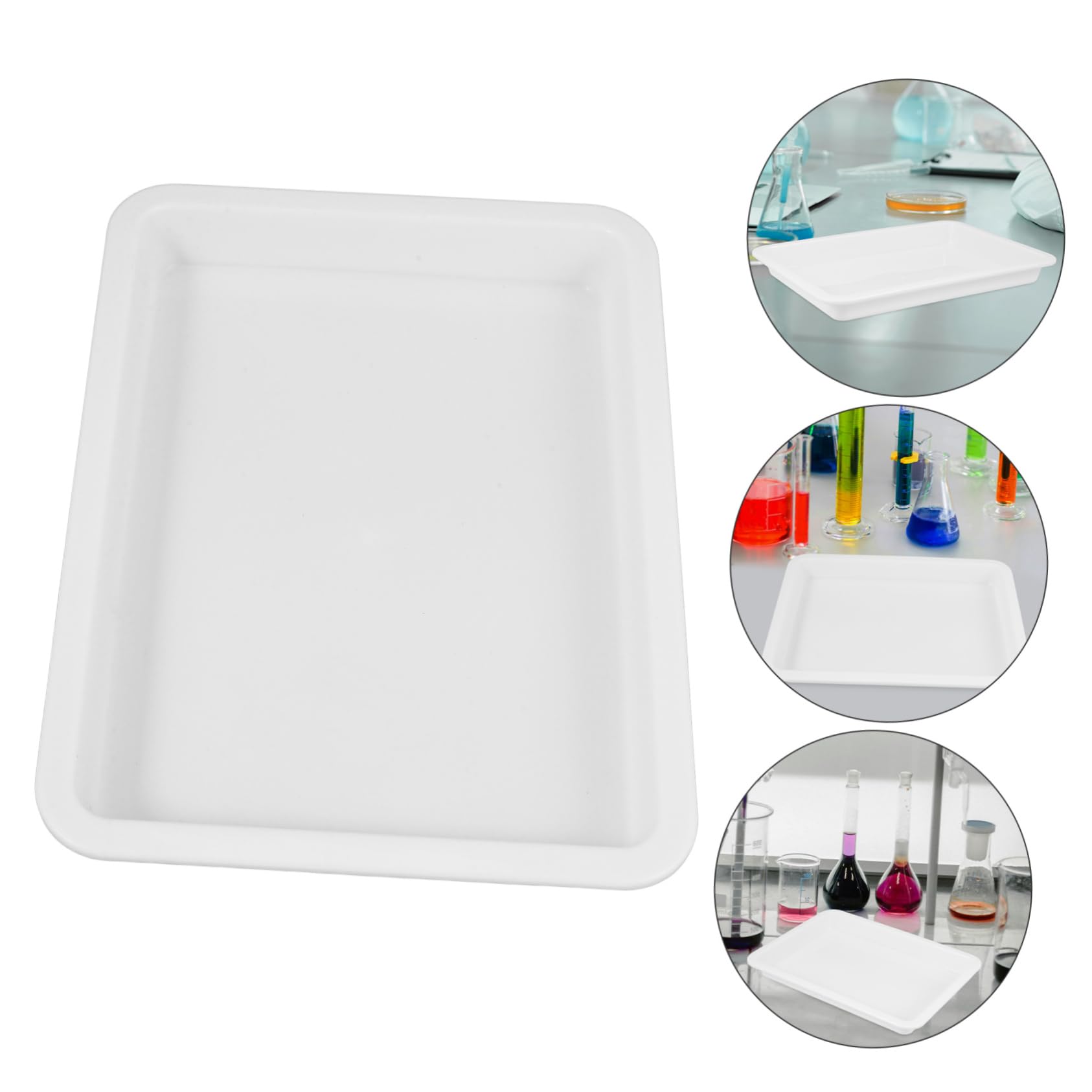 ROMISBABA 3pcs Laboratory Tray Reagent Tray Dissection Pan Lab Utility Tray Weighing Scale Trays Laboratory Plate Reagent Plate Laboratory Square Plate Laboratory Storage Tray Plastic White