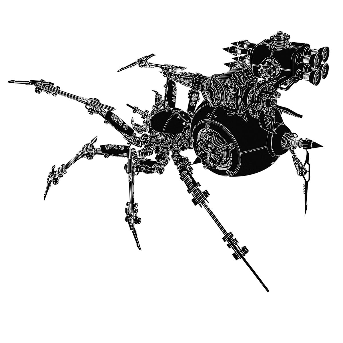 Kit di montaggio del modello di montaggio Steampunk 3D in metallo meccanico guerra ragno