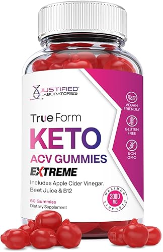 True Form Keto ACV Gummies Extreme Formula 2000MG Vegano Sin OGM con jugo de granada remolacha raíz B12 60 gomitas