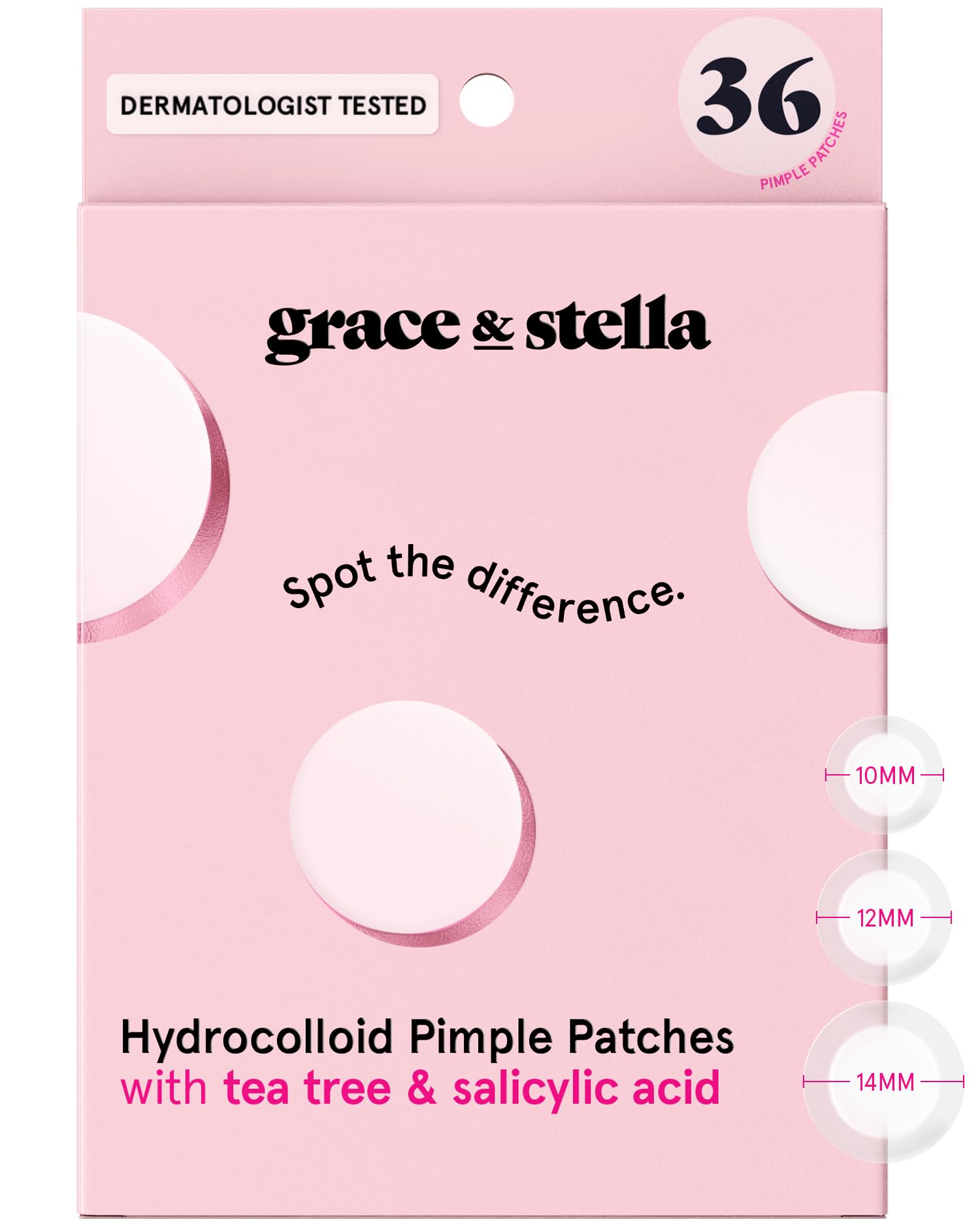 grace stella Award Winning Multi-Size Pimple Patches for Face - Dermatologist Tested Acne Patches for Face - Hydrocolloid
