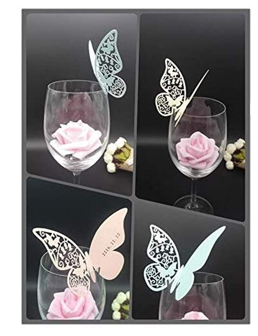 Tarjeta De Lugar Con Nombre De Mariposa, Vaso De Vino, Tarjeta De Papel Para  Decoración De, image size:1000x1301