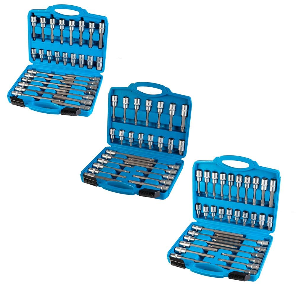 AMC Set di bussole 1/2 pollice composto da ben 88 pezzi di bussole scanalate, esagonali e torx tutti i set sono comprensivi di valigetta portautensili così da poter individuare facilmente le misure
