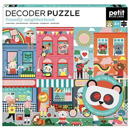 Petit Collage- Puzzle descodificador Friendly Neighborhood, Multicolor (341197) Cover