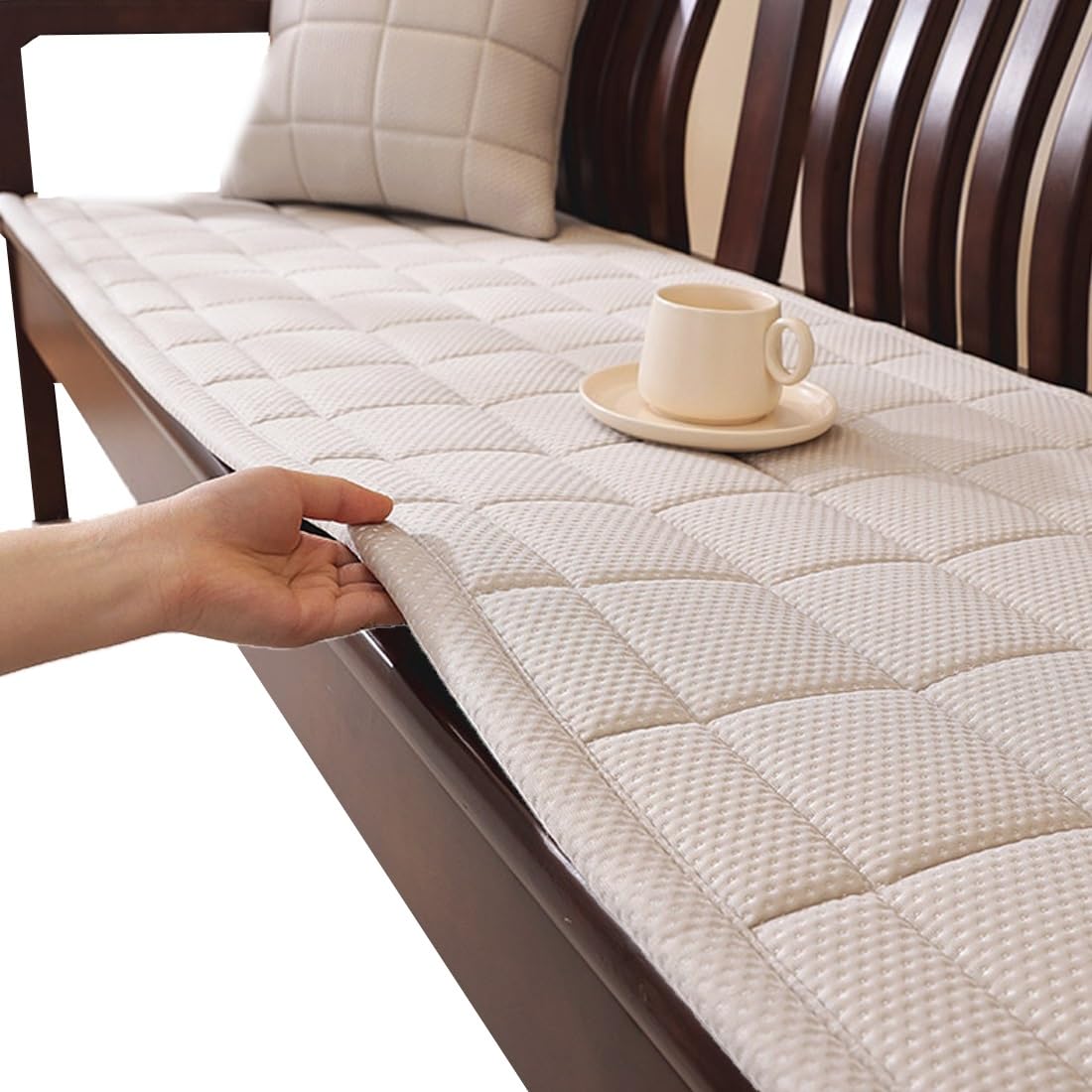 Housse de canapé pour animaux compagnie kaki 80x180cm coussins