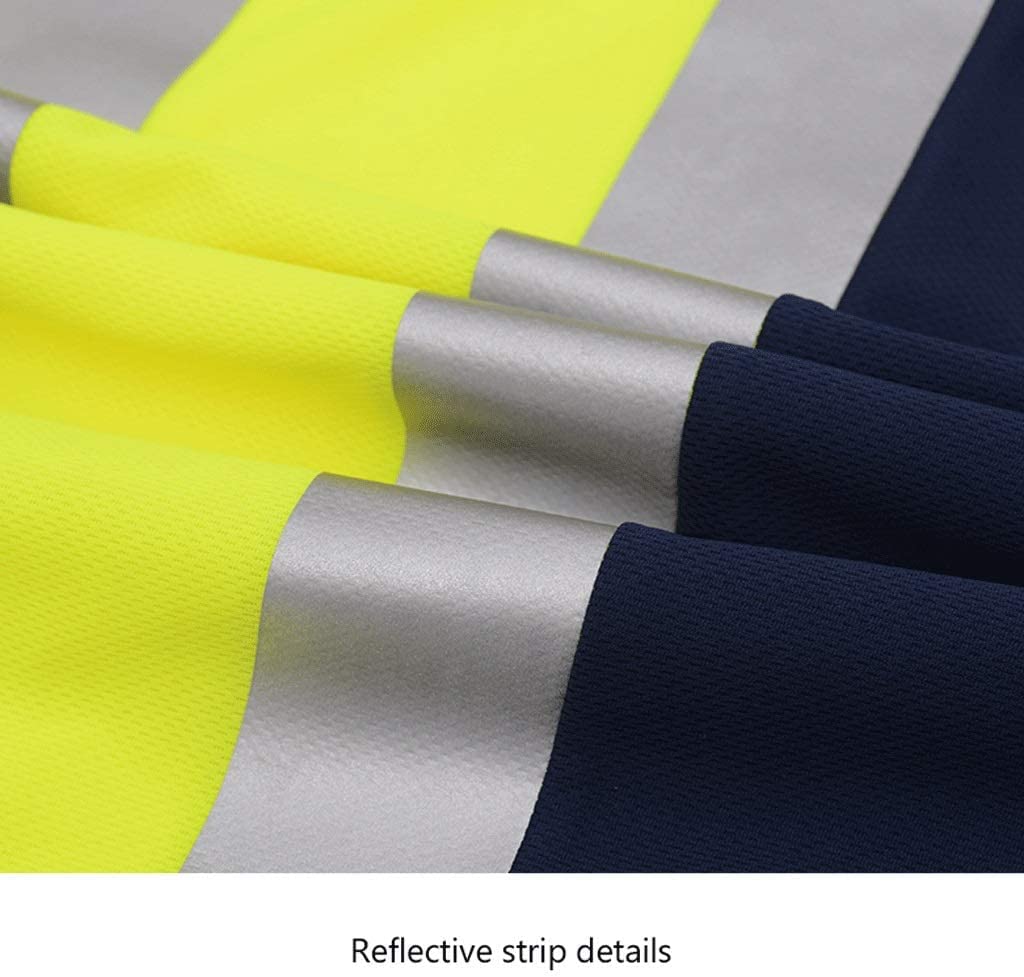 Alta Visibilidad Hi Vis Ropa de Trabajo, Traje reflectante nocturno, chaleco reflectante de seguridad de tela con efecto ojo de pájaro, camiseta de manga larga de color amarillo fluorescente, mono de