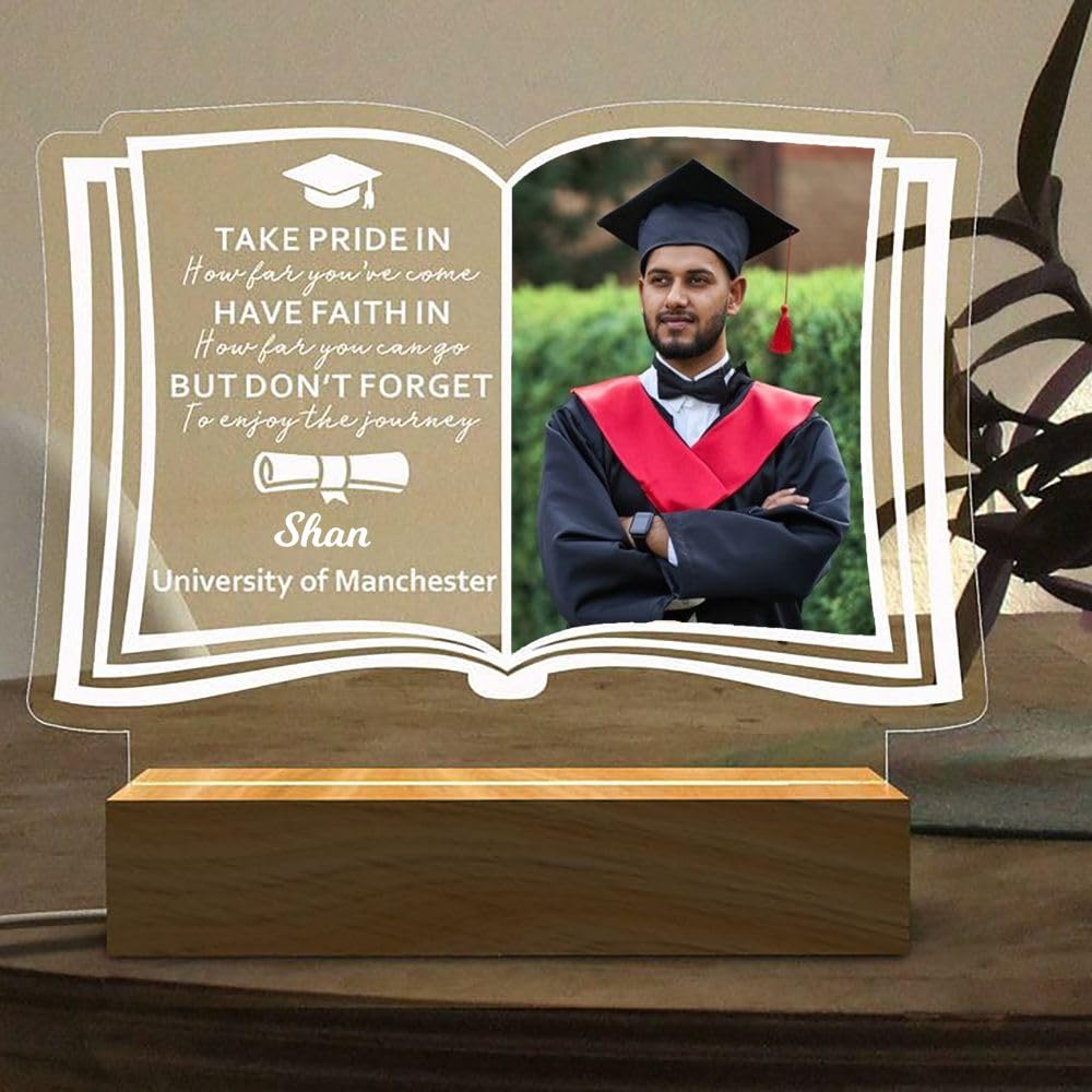 WEHATKE Customized Personalized 3D Illusion Book Lamp with Name, University Name & Photo | Gift for Students Graduates and Graduation Gift (Single Color)-image-38