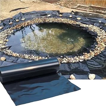 Image Pond Liner, Heavy Duty Rubber Pond Skins Safe and Healthy Gardens Pools Membrane for Reservoir River Slope Protection Foundation Construction (Color : Black/0.55mm, Size : 6x10m) (Black/0.55mm 1x7m