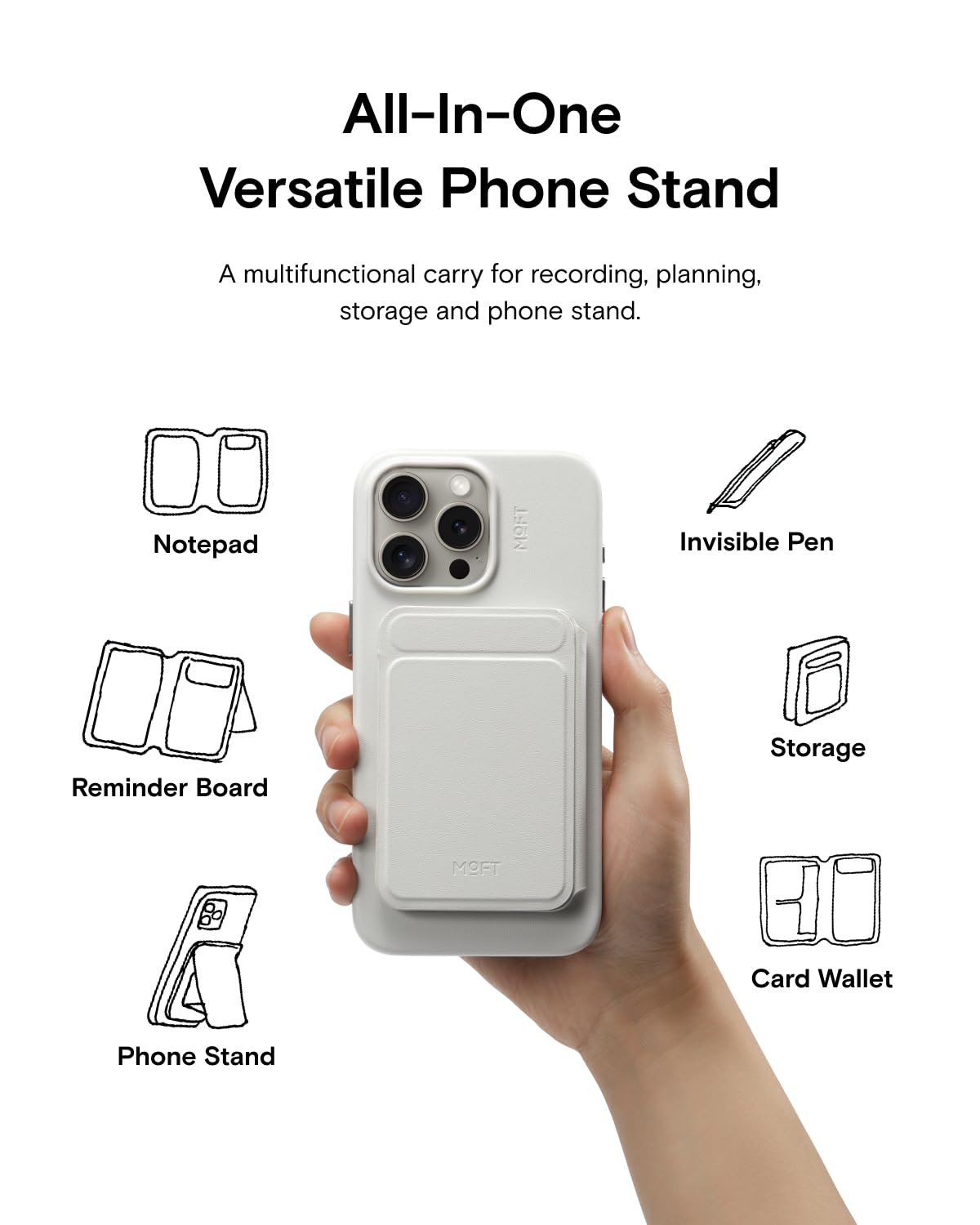 MOFT Snap Flow Phone Stand, Action Inspiration Magnetic Notepad Stand Compatible with Magsafe - Image 2