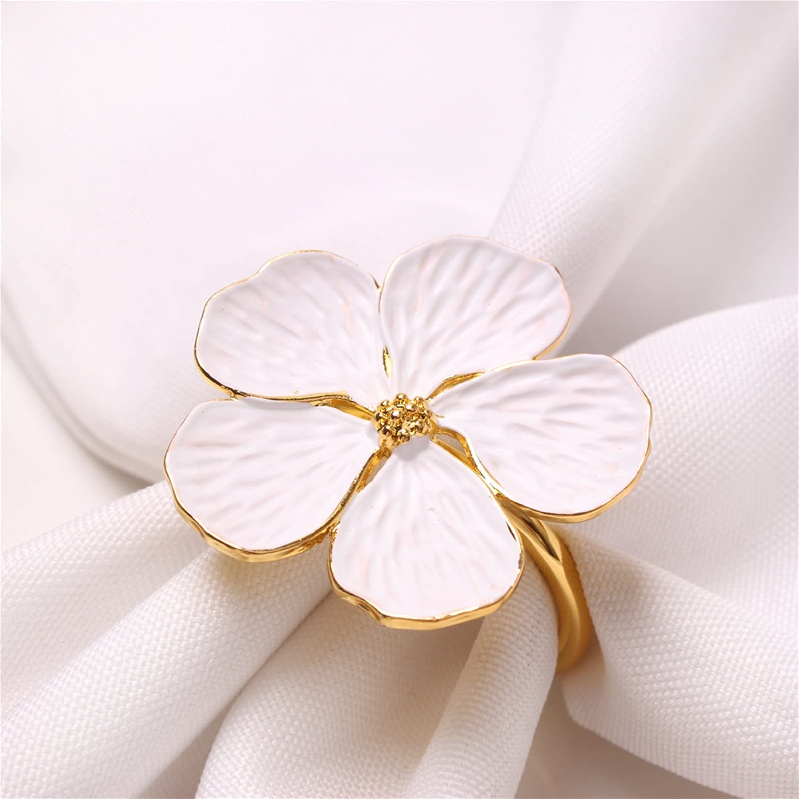 servilletero 10pcs / lot de boda Simple Plum NAPKIN 5 PÉTALES PETALES LUCKY FLOWER SERVKIN RING (Color : Gold)
