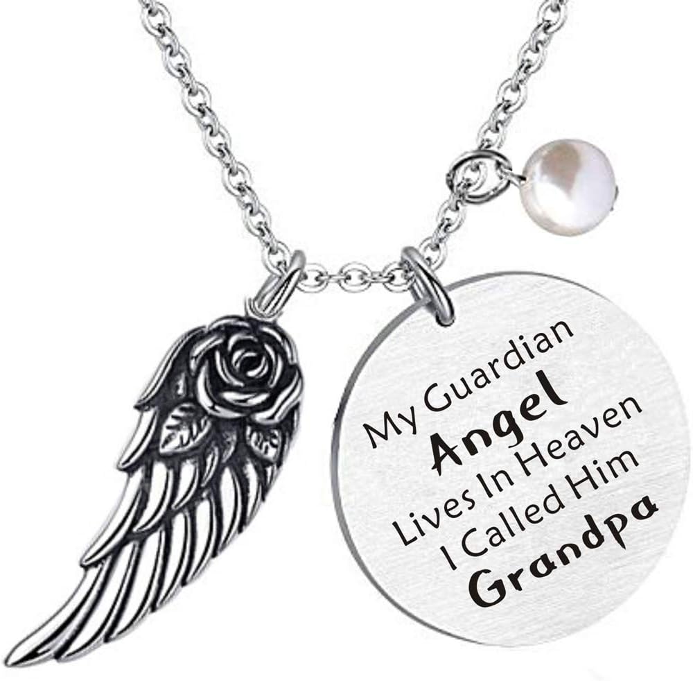 liduola Grandpa Memorial Gifts - My Guardian Angel Lives in Heaven I Called Him Grandpa - in Memory of Grandpa Cremation Necklace Grandfather Remembrance Gifts