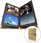 Photo Album Scrapbook, 6 X 8 Inch Kraft Paper Folding Photo Album for DIY Scrapbooking, Graduation, Anniversary, Wedding, Valentines Day Gifts (Black Kraft Paper Inserts, 34 Page)