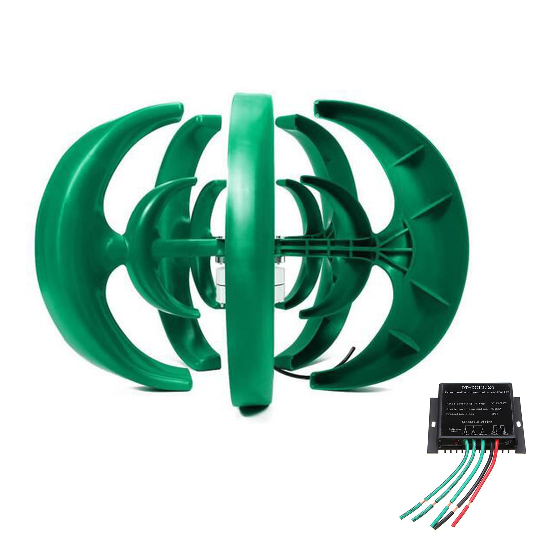 Turbina wiatrowa o pionowej osi 2000W, startująca przy prędkości wiatru 2 m/s, 5-łopatkowy zestaw turbiny wiatrowej z kontrolerem do domu i na kemping (12V-220V)
